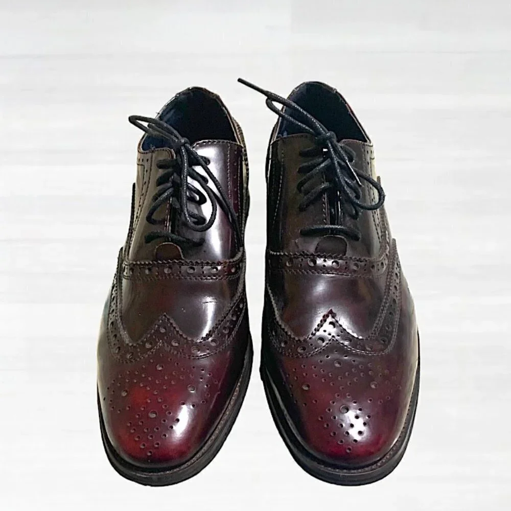 Joseph Abboud Classic Wing Tip Oxfords Burgundy Size 9.5